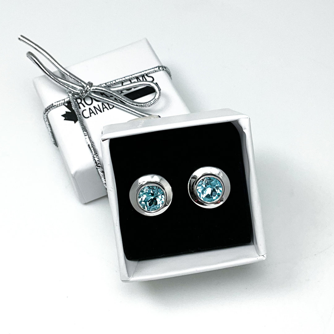 Blue Topaz Stud Earrings-Rocks and Gems Canada