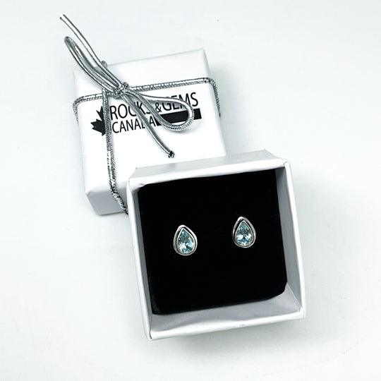 Blue Topaz Stud Earrings-Rocks and Gems Canada