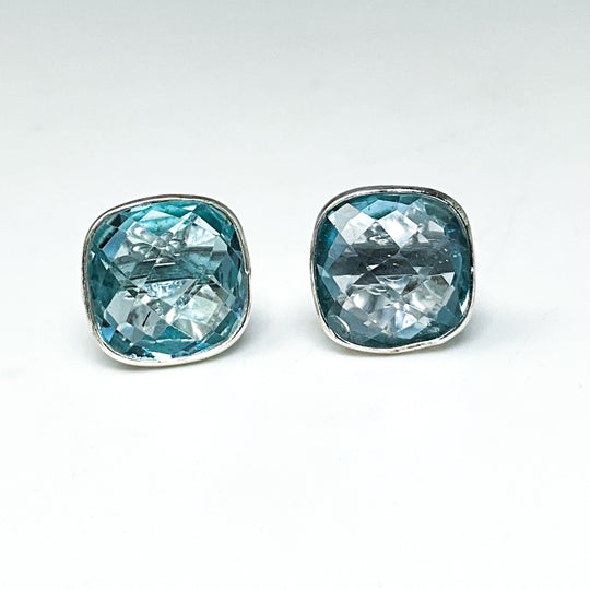 Blue Topaz Stud Earrings-Rocks and Gems Canada
