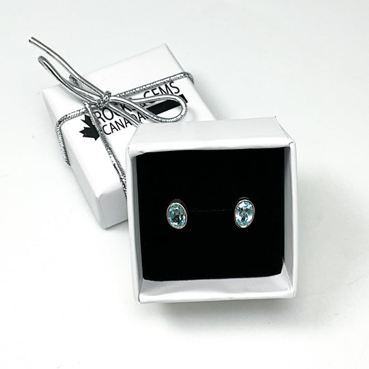 Blue Topaz Stud Earrings-Rocks and Gems Canada