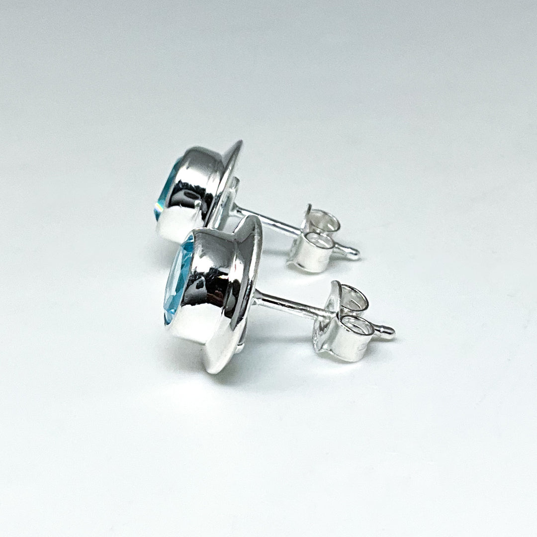 Blue Topaz Stud Earrings-Rocks and Gems Canada