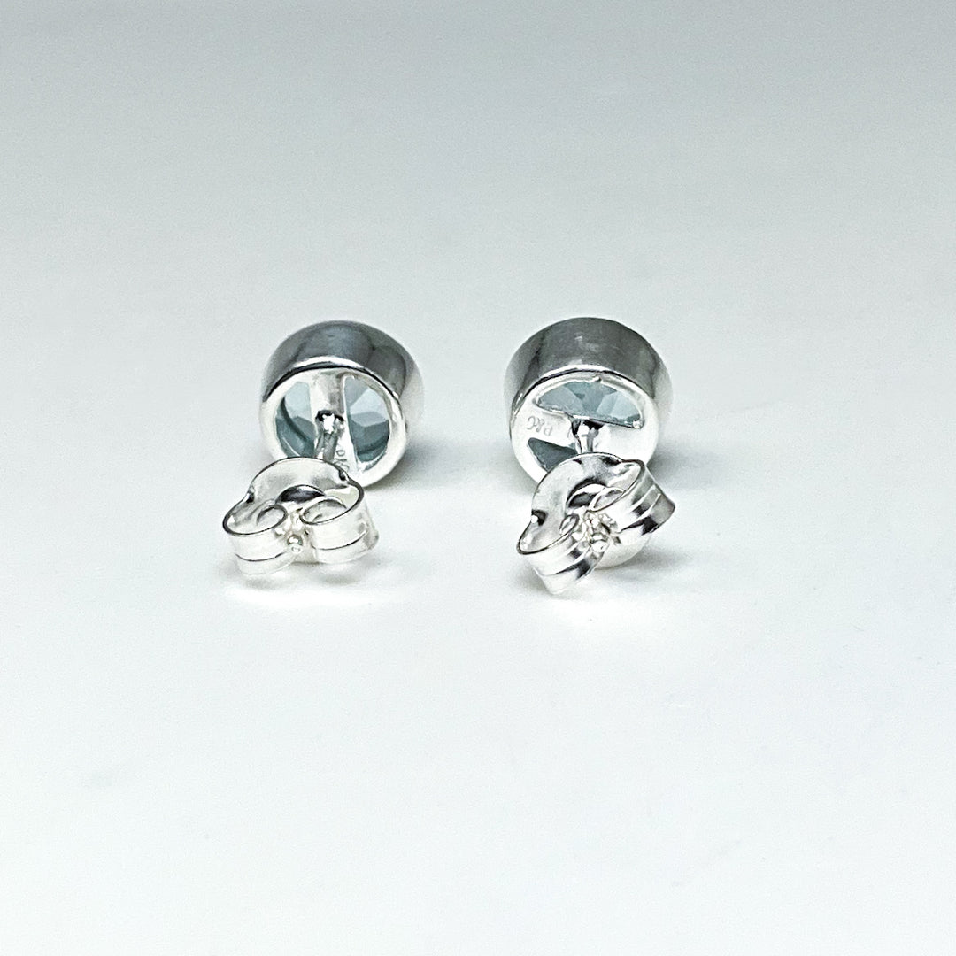 Blue Topaz Stud Earrings-Rocks and Gems Canada