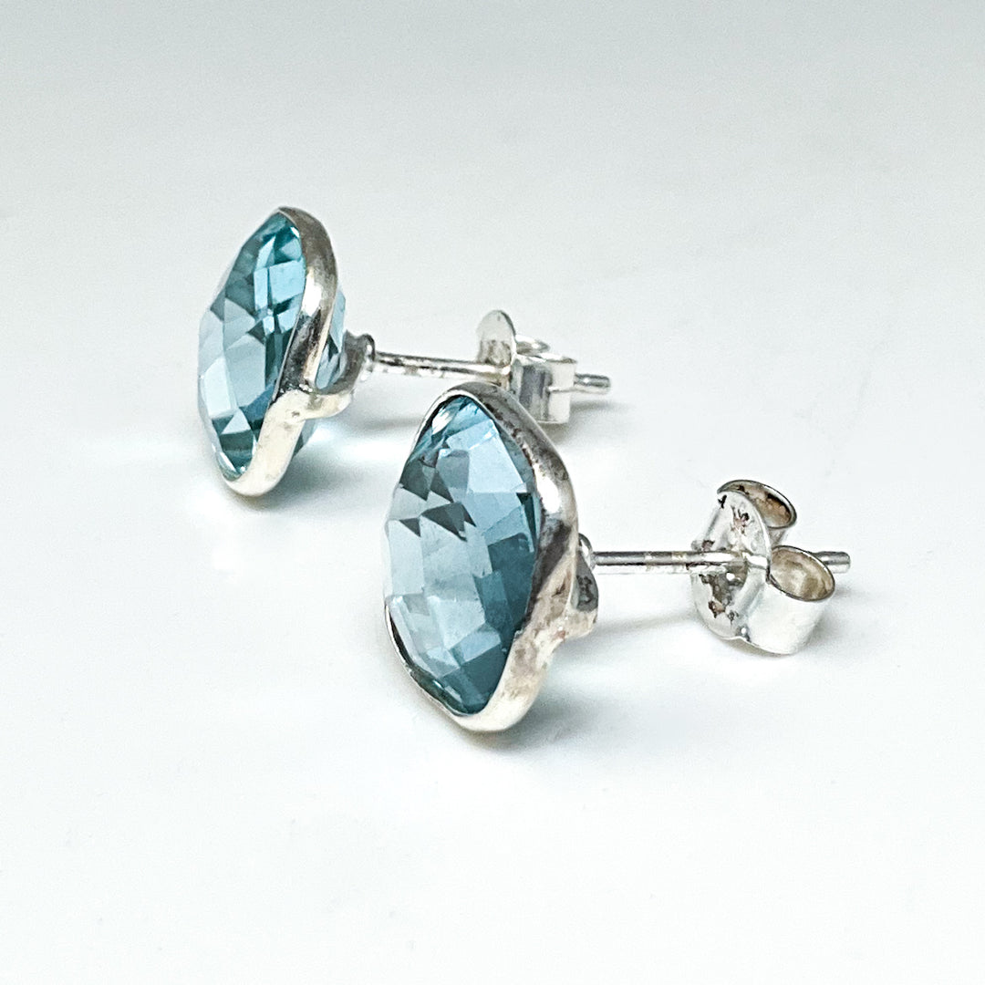 Blue Topaz Stud Earrings-Rocks and Gems Canada