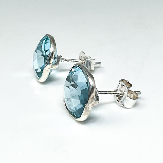 Blue Topaz Stud Earrings-Rocks and Gems Canada