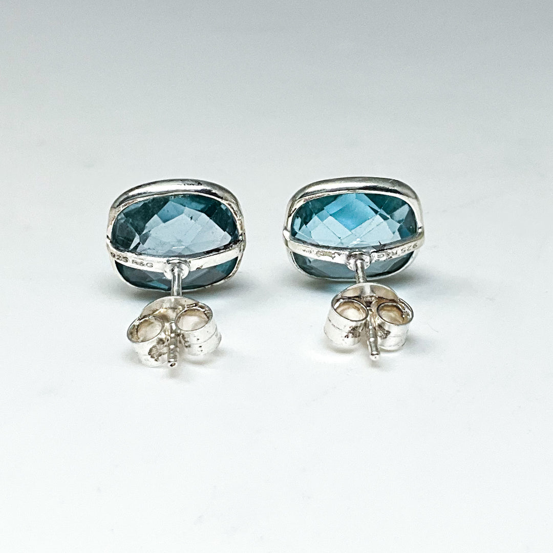 Blue Topaz Stud Earrings-Rocks and Gems Canada