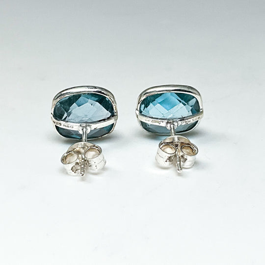 Blue Topaz Stud Earrings-Rocks and Gems Canada