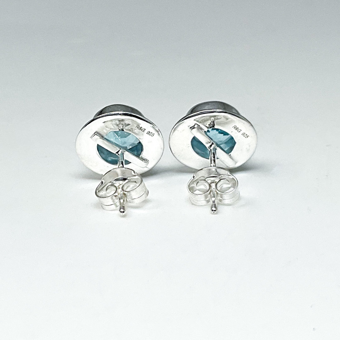 Blue Topaz Stud Earrings-Rocks and Gems Canada