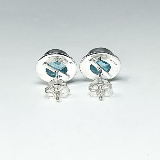 Blue Topaz Stud Earrings-Rocks and Gems Canada