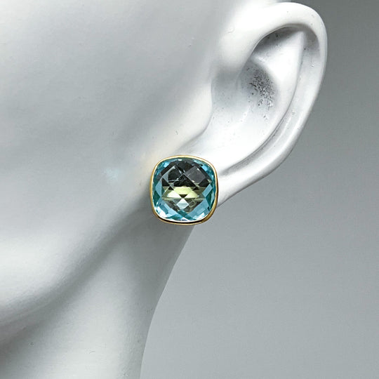 Blue Topaz Stud Earrings-Rocks and Gems Canada