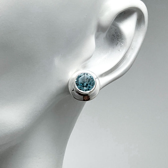 Blue Topaz Stud Earrings-Rocks and Gems Canada