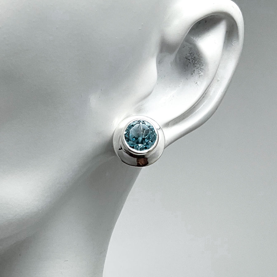 Blue Topaz Stud Earrings-Rocks and Gems Canada