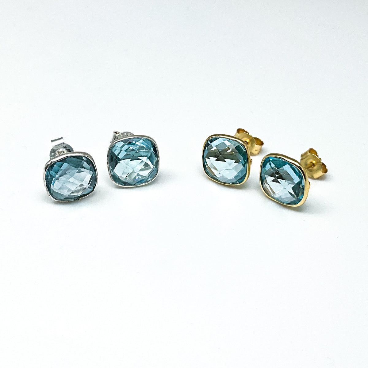Blue Topaz Stud Earrings-Rocks and Gems Canada