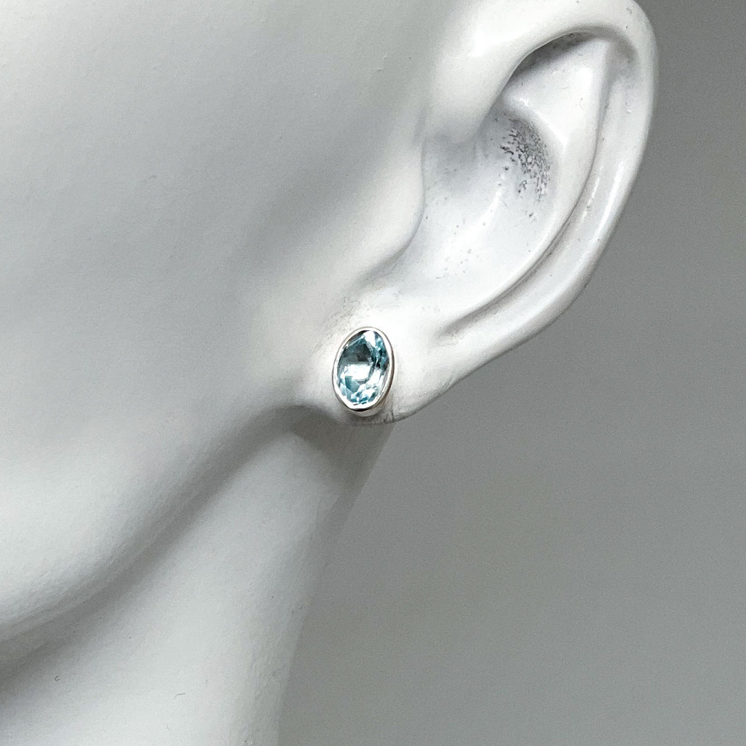 Blue Topaz Stud Earrings-Rocks and Gems Canada