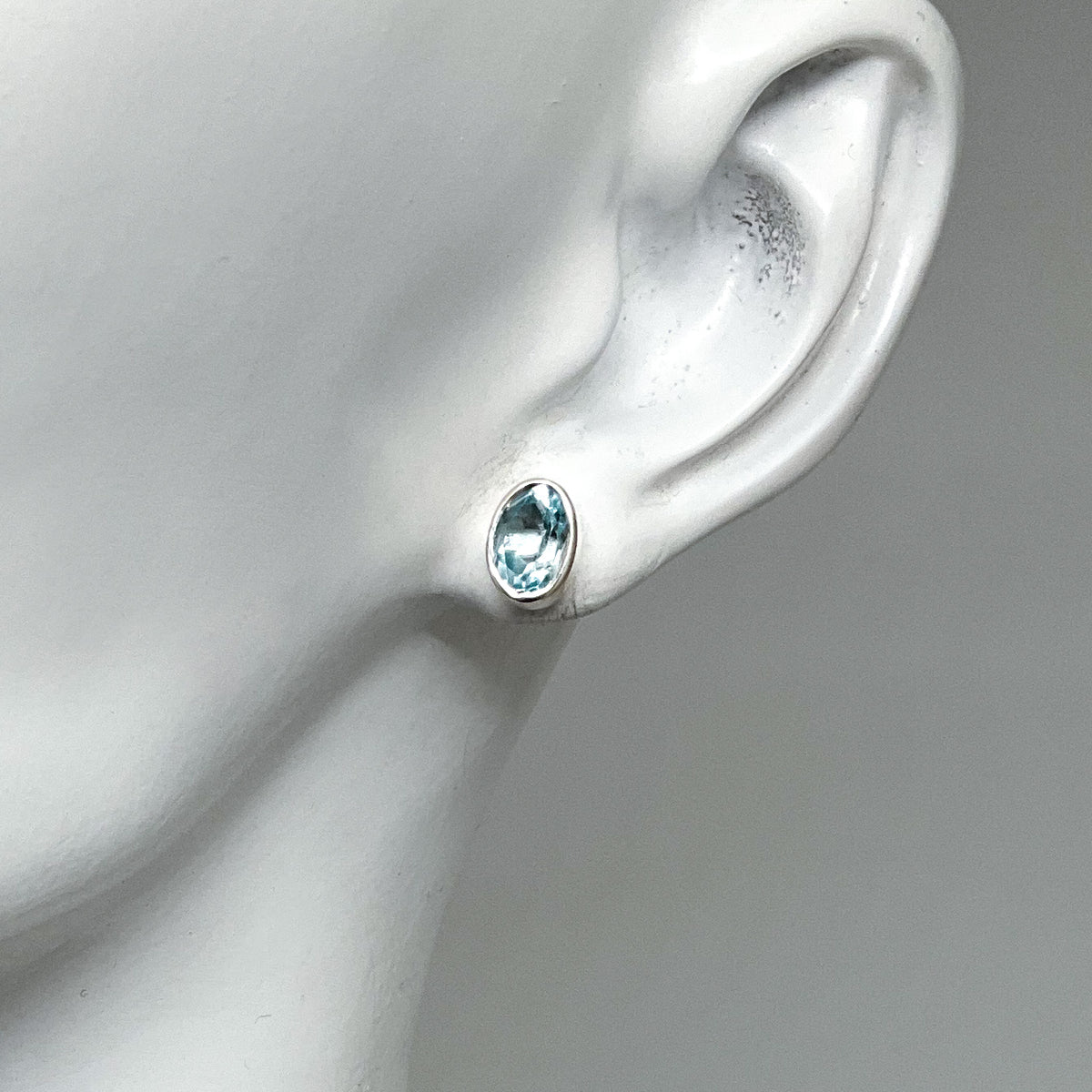 Blue Topaz Stud Earrings-Rocks and Gems Canada