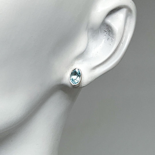 Blue Topaz Stud Earrings-Rocks and Gems Canada