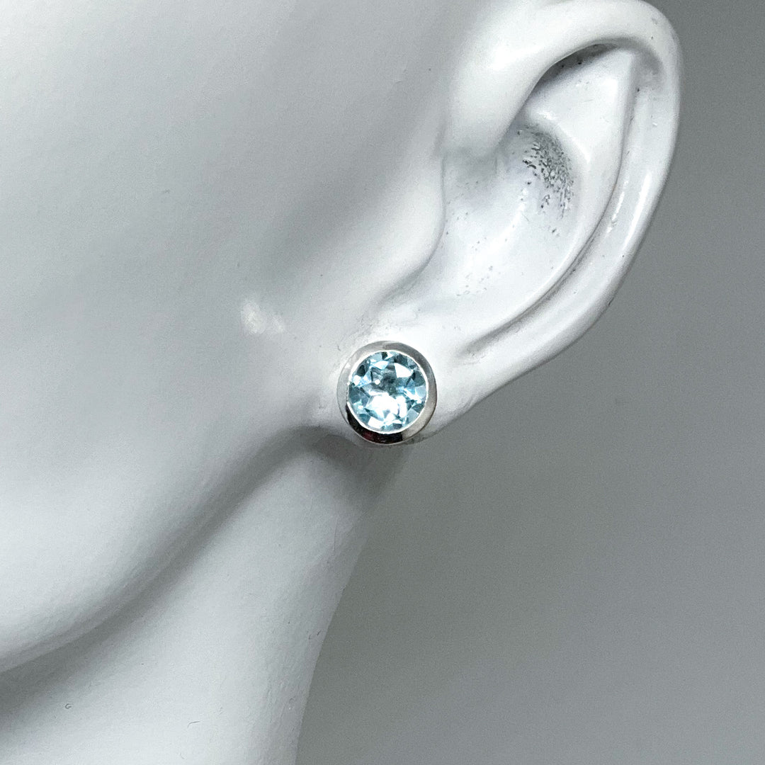 Blue Topaz Stud Earrings-Rocks and Gems Canada