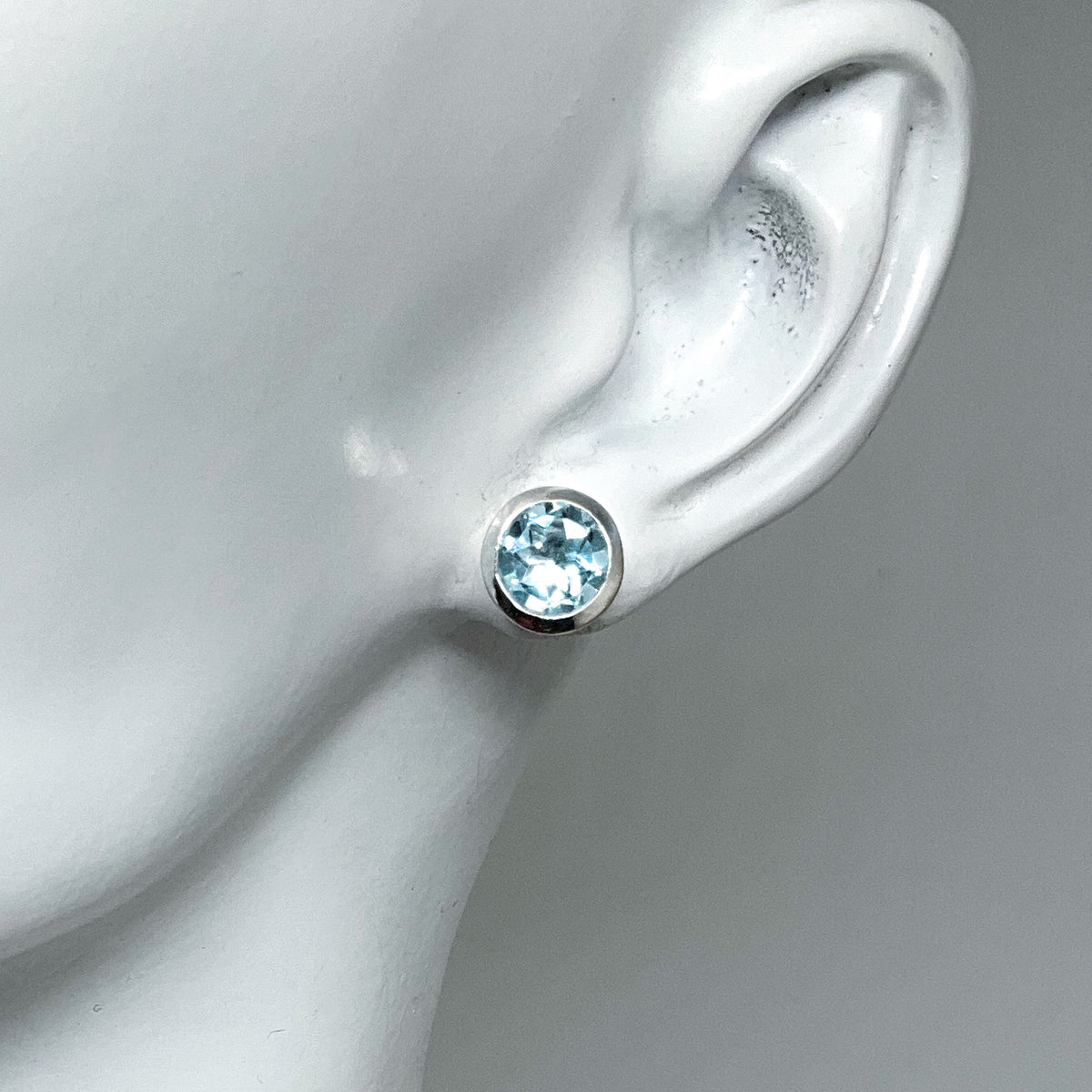 Blue Topaz Stud Earrings-Rocks and Gems Canada
