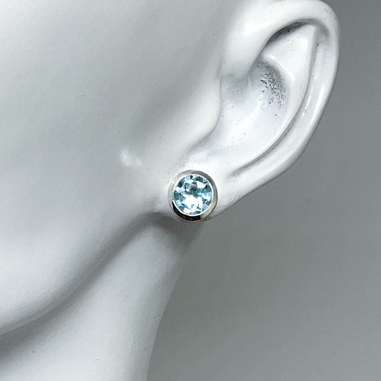Blue Topaz Stud Earrings-Rocks and Gems Canada