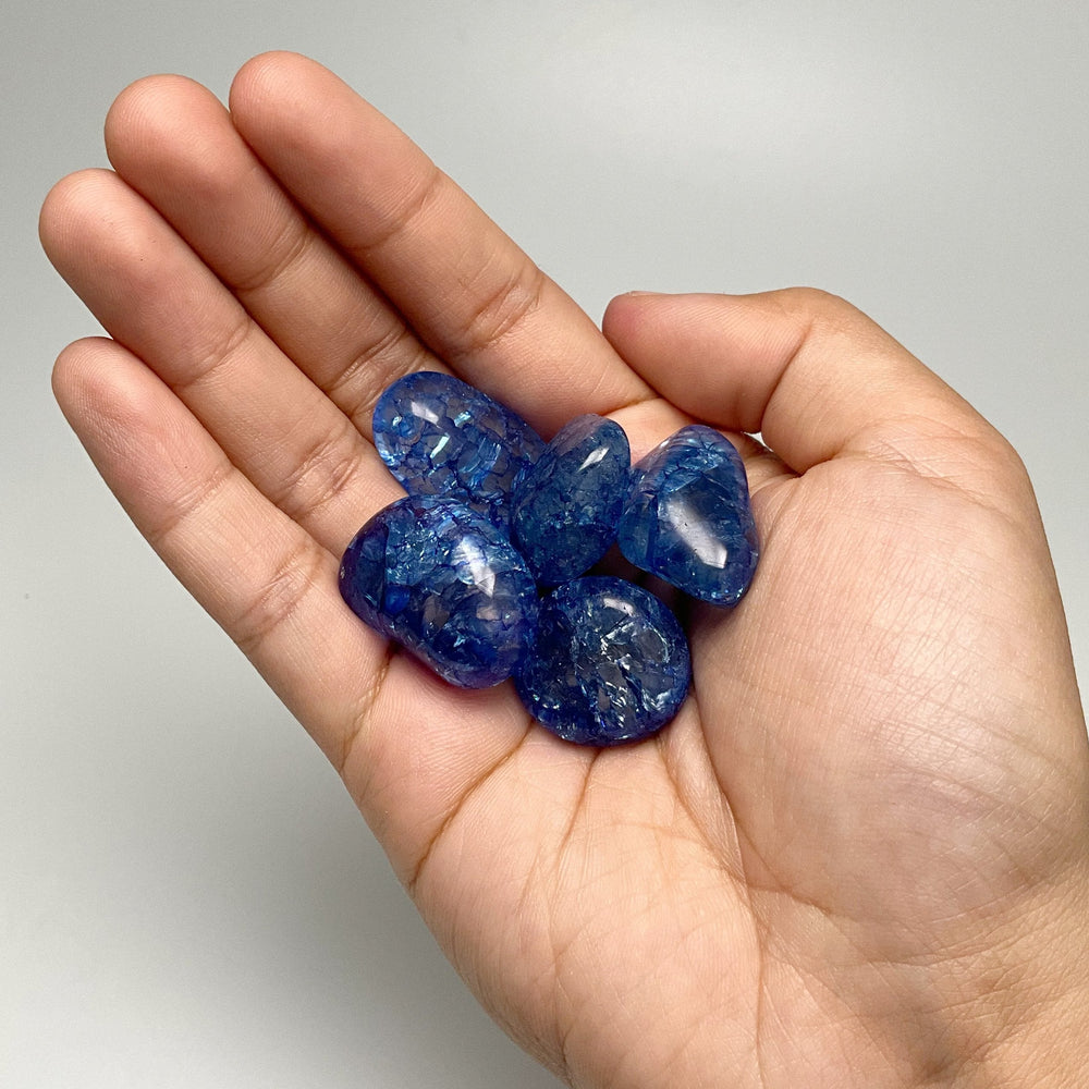 Blue Crackle Quartz Small Tumbles Pouch - Rocks and Gems Canada