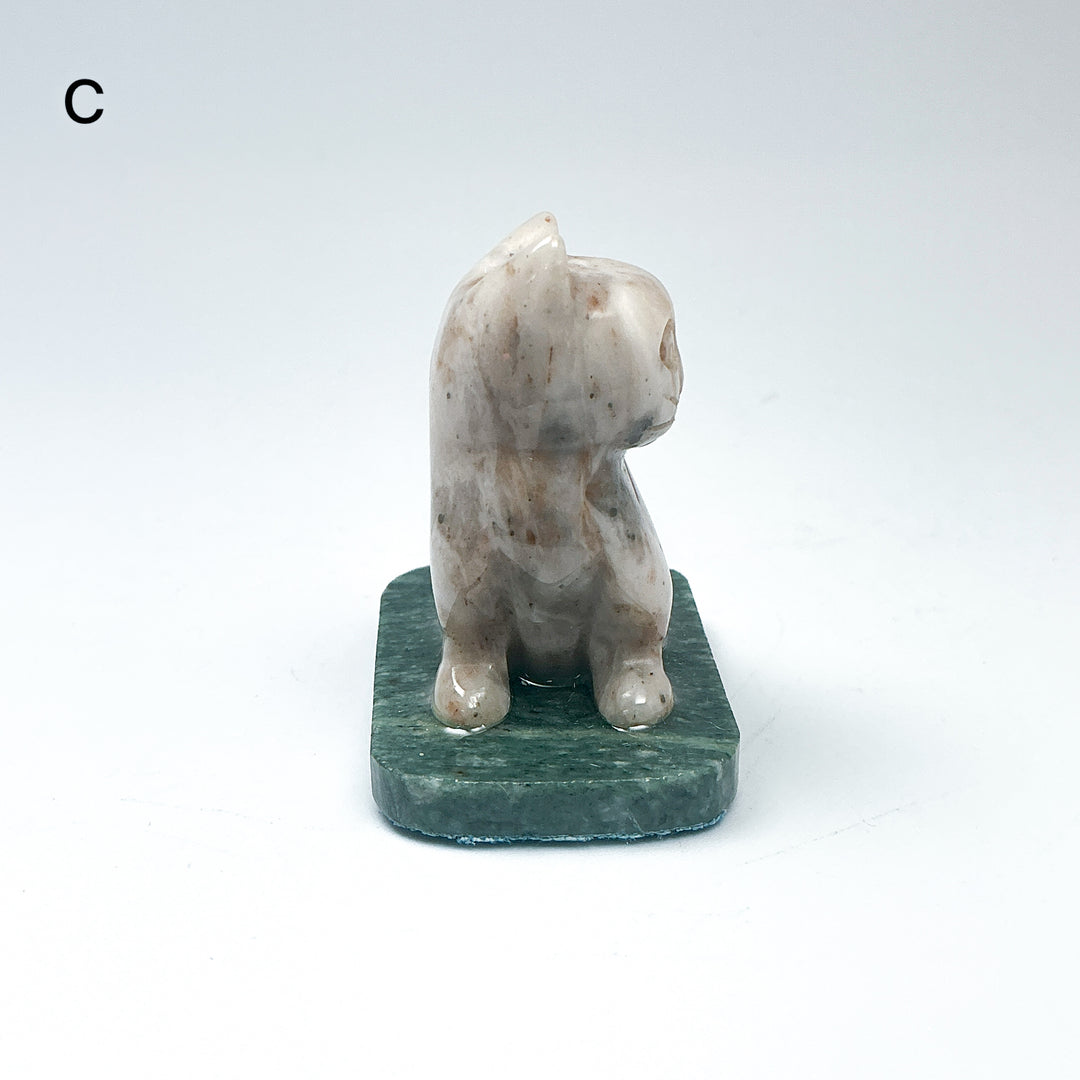 Champagne Jade Cat On Base - Rocks and Gems Canada