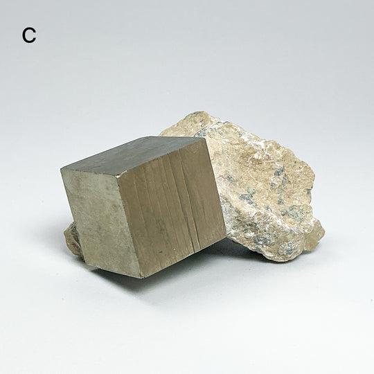 Iron Pyrite Cube in Matrix