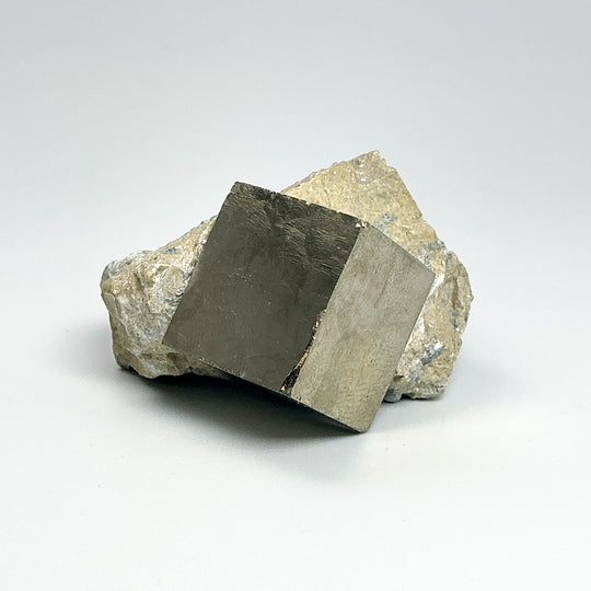 Iron Pyrite Cube in Matrix