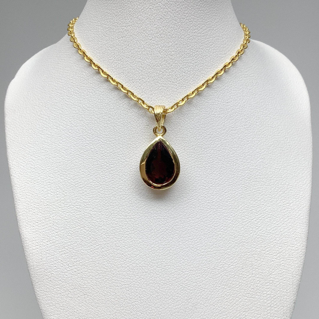 Garnet Gold Finish Pendant - Rocks and Gems Canada