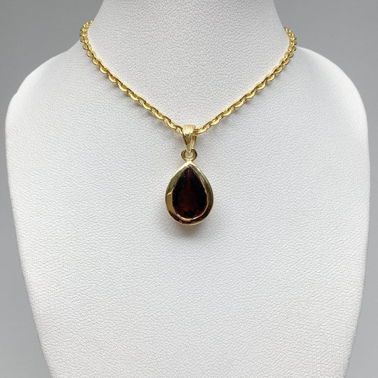 Garnet Gold Finish Pendant - Rocks and Gems Canada