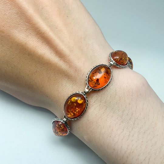 Amber Sterling Silver Bracelet | Rocks and Gems Canada