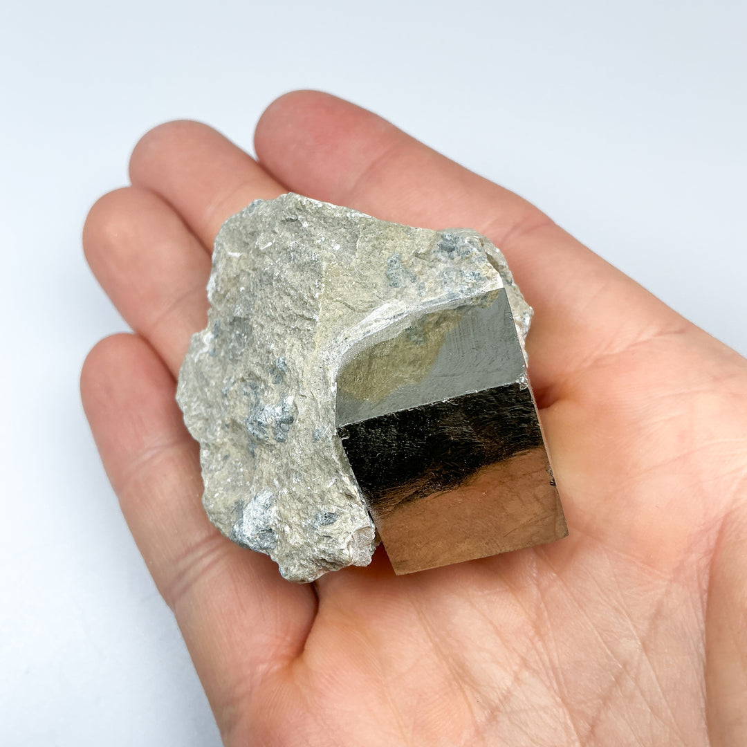 Iron Pyrite Cube in Matrix