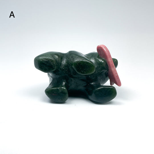 BC Jade Bear with Rhodonite Fish Carving - Rocks and Gems Canada