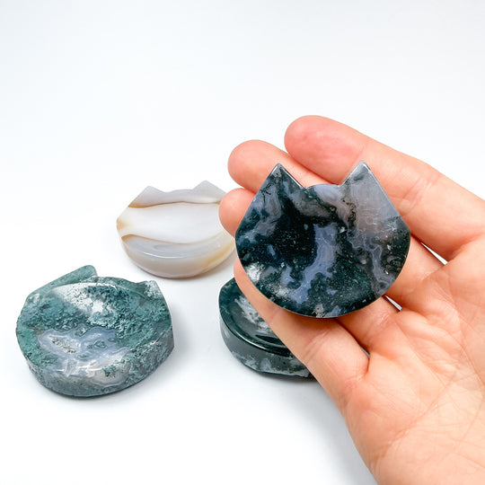 Moss Agate Cat Mini Bowl - Rocks and Gems Canada