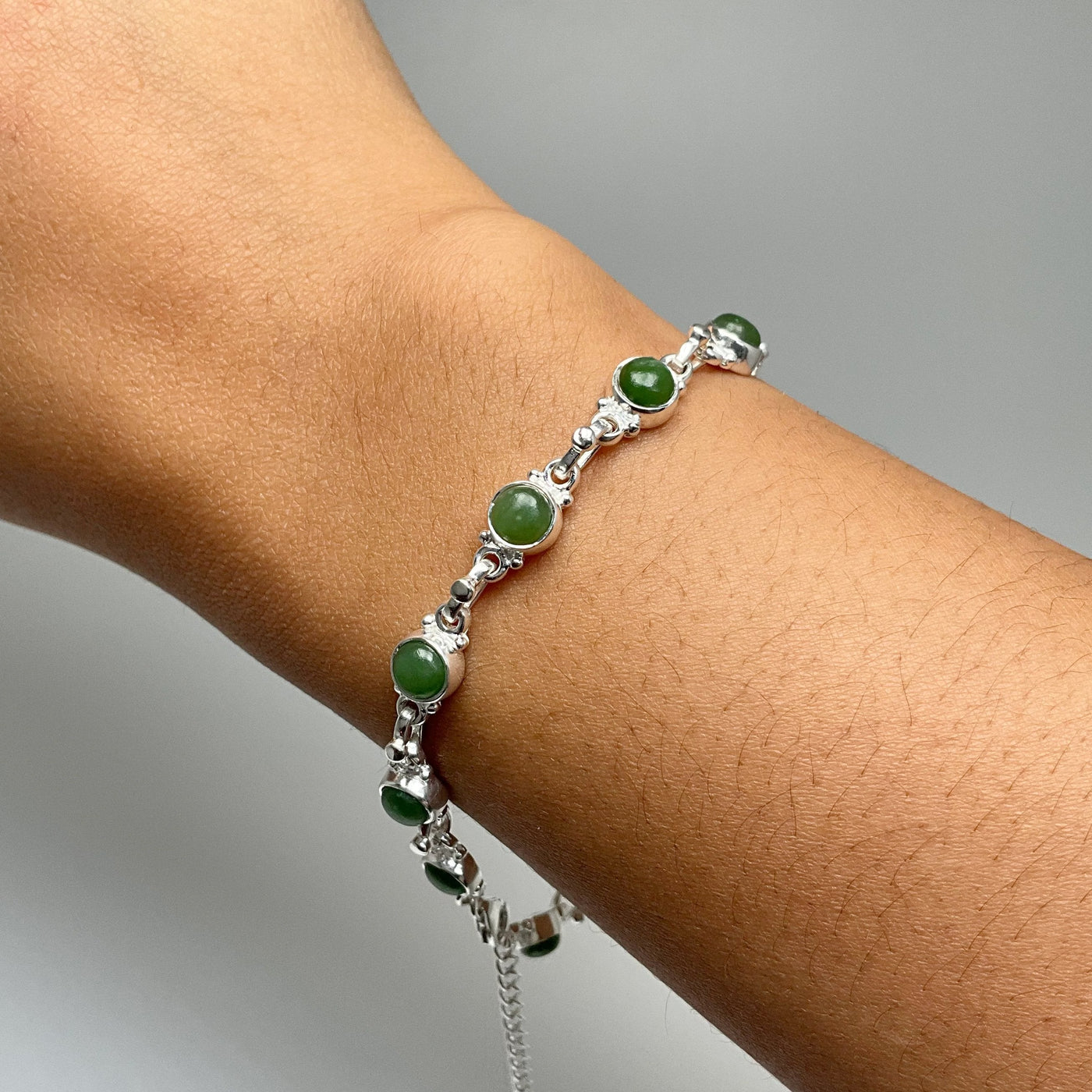 Canadian Jade Sterling Silver Bracelet