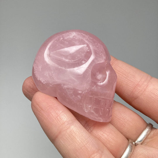 Carved Rose Quartz Skull-Rocks and Gems Canada
