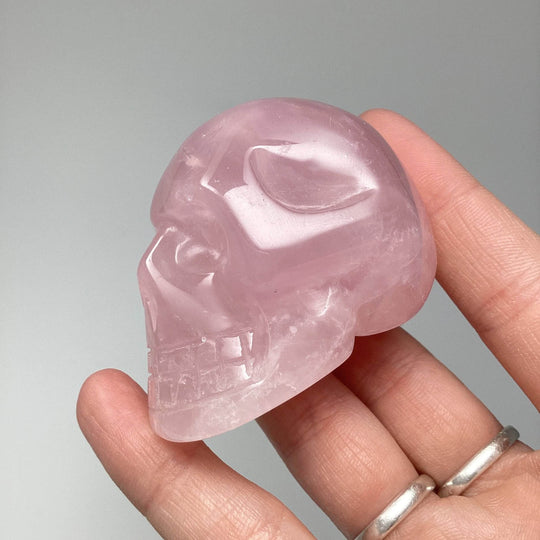 Carved Rose Quartz Skull-Rocks and Gems Canada