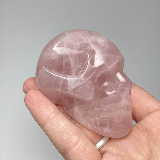 Carved Rose Quartz Skull-Rocks and Gems Canada