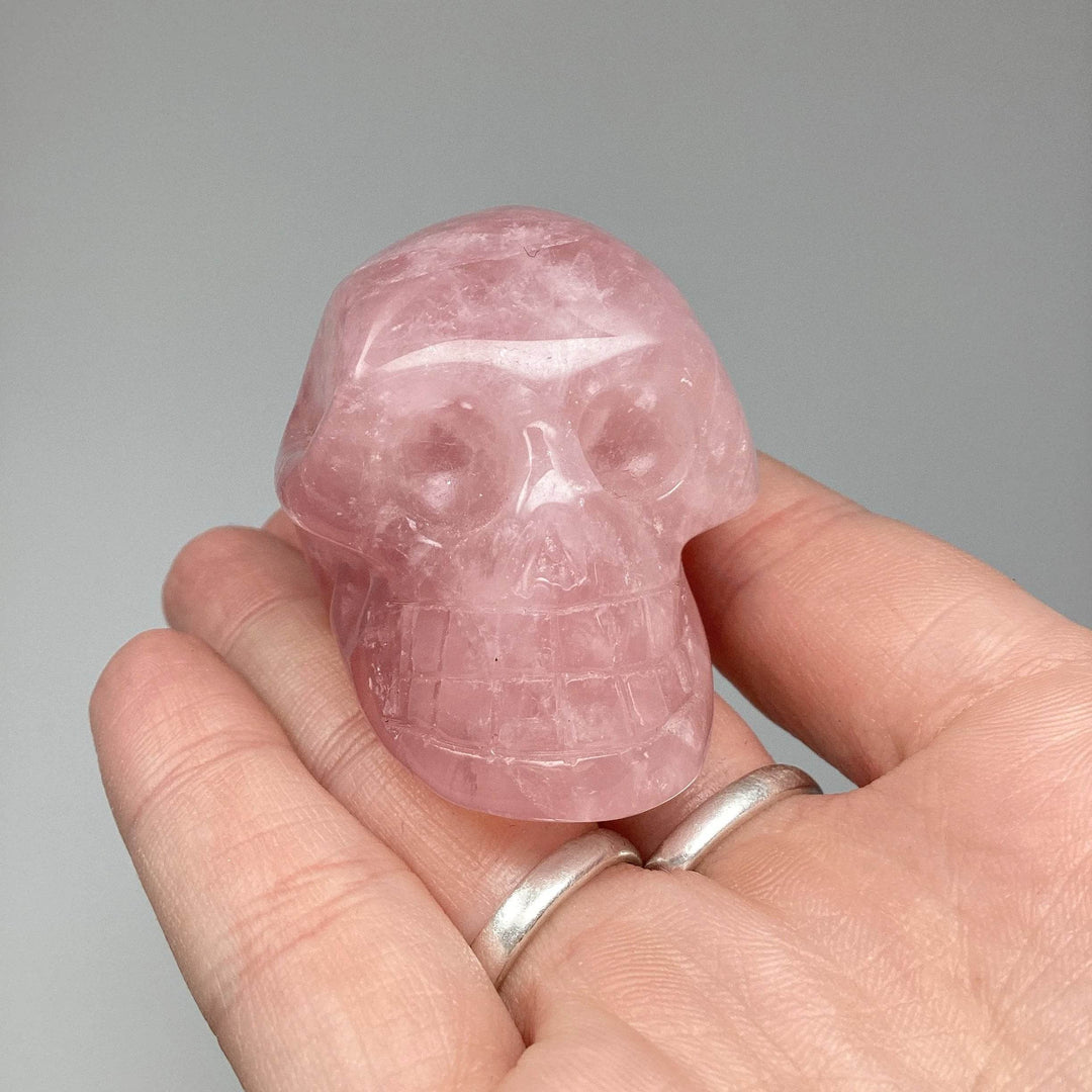 Carved Rose Quartz Skull-Rocks and Gems Canada