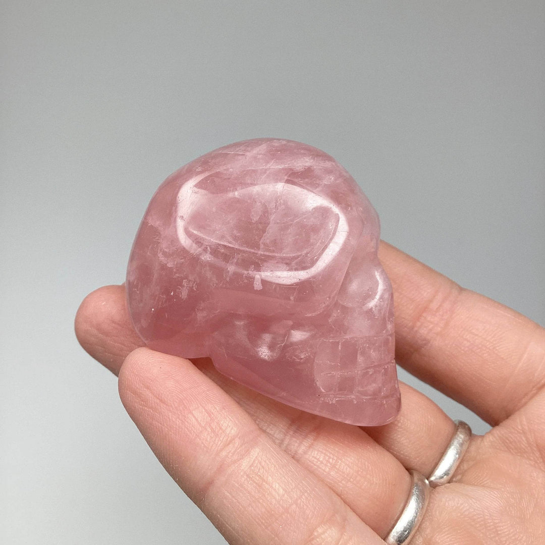 Carved Rose Quartz Skull-Rocks and Gems Canada