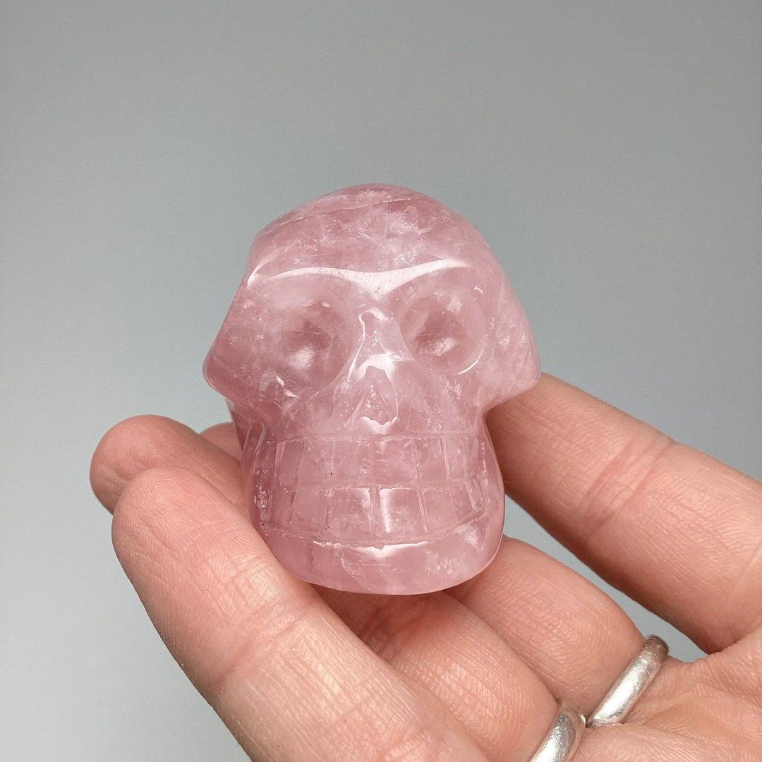 Carved Rose Quartz Skull - Rocks and Gems Canada