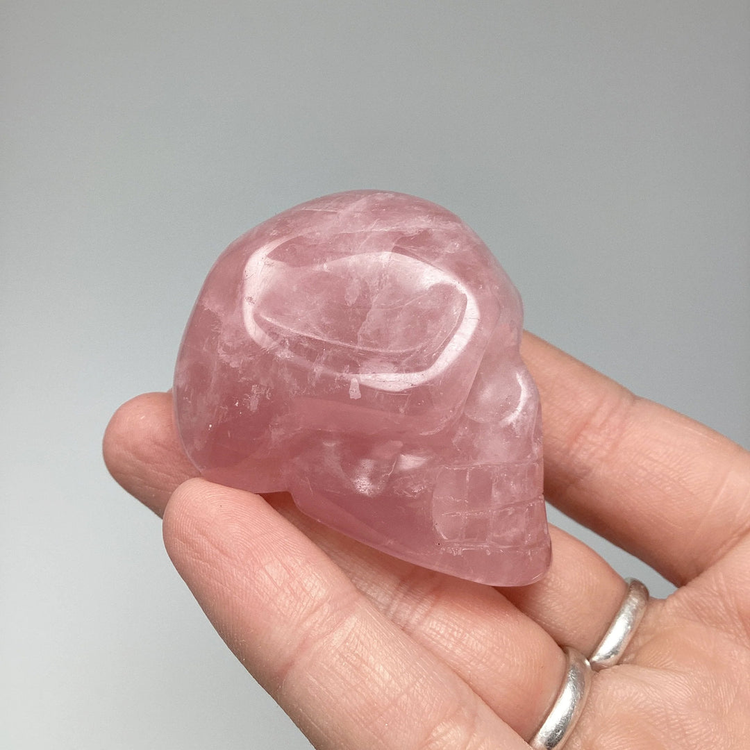 Carved Rose Quartz Skull - Rocks and Gems Canada