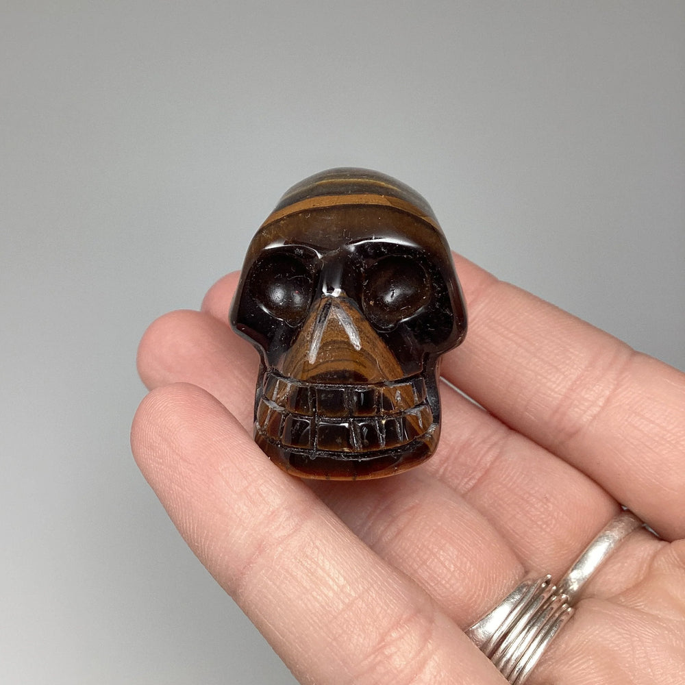 Carved Tiger Eye Skull - Rocks and Gems Canada