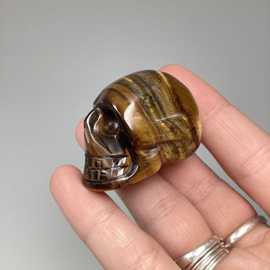 Carved Tiger Eye Skull - Rocks and Gems Canada