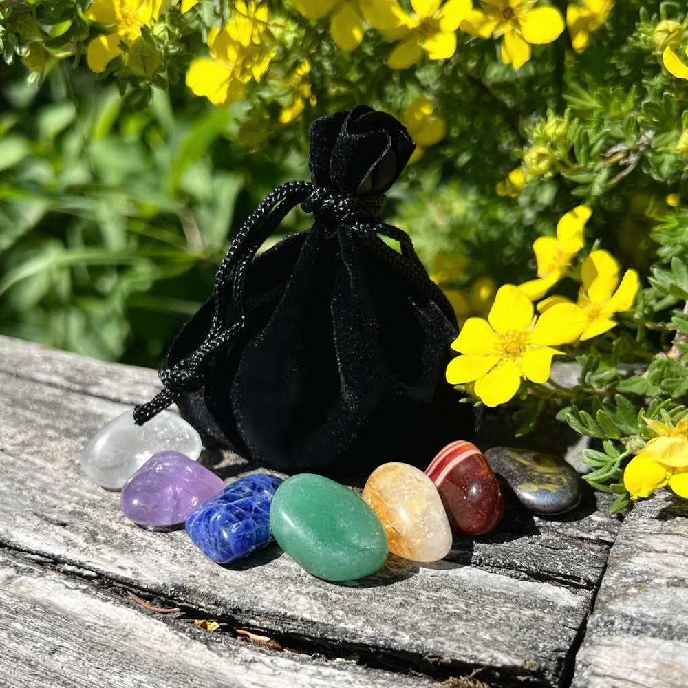 Chakra Small Tumbles Pouch-Rocks and Gems Canada