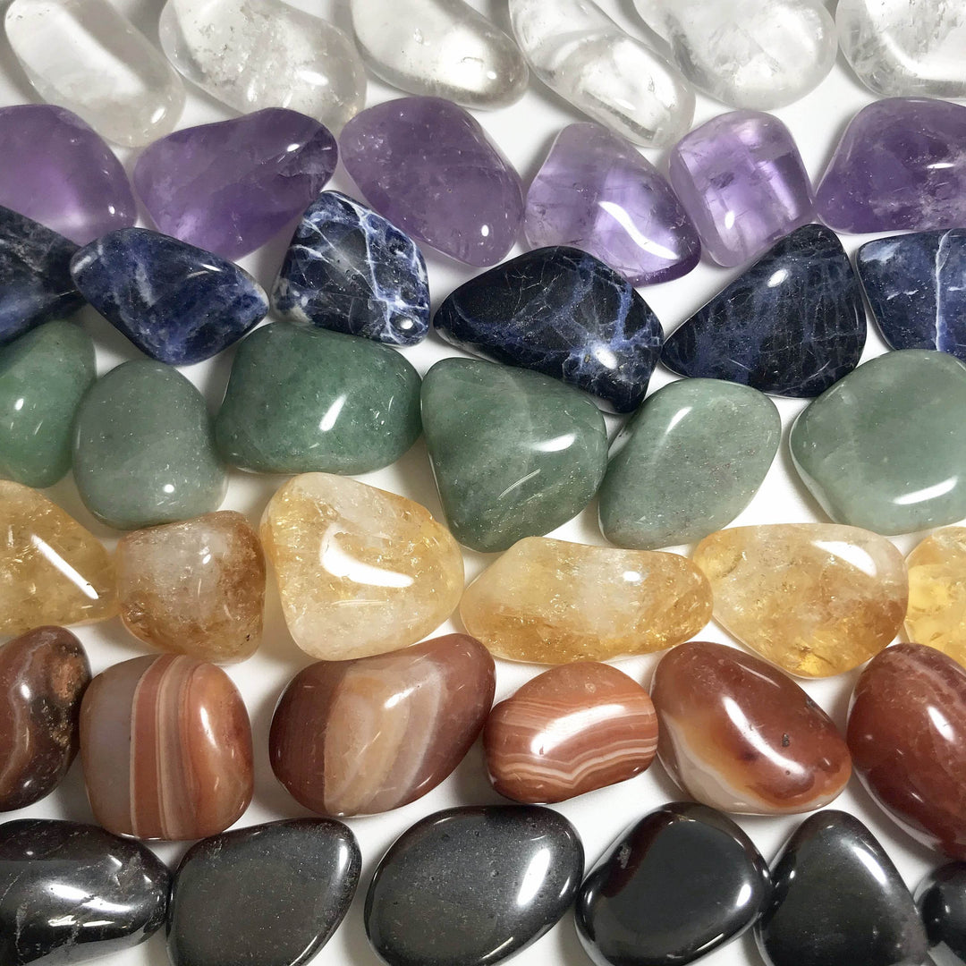 Chakra Small Tumbles Pouch-Rocks and Gems Canada