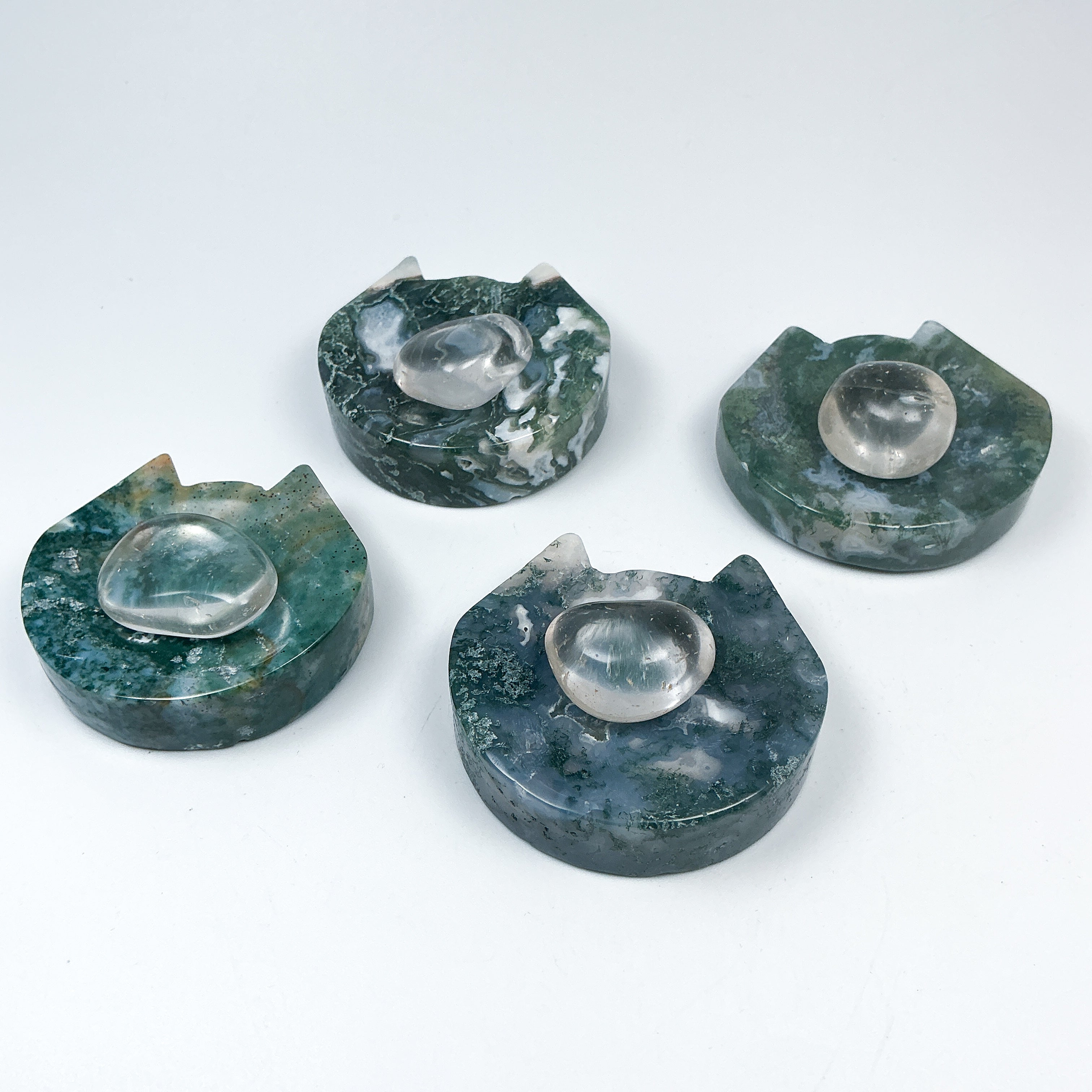 Moss Agate Cat Mini Bowl - Rocks and Gems Canada