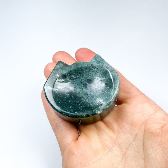 Moss Agate Cat Mini Bowl - Rocks and Gems Canada