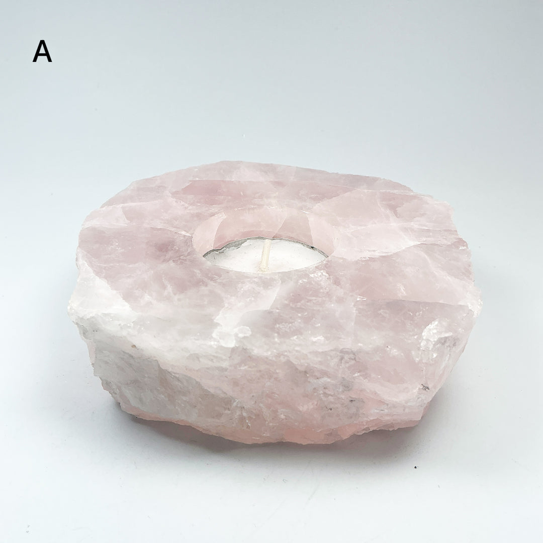 Rose Quartz Candle Holder - Rocks and Gems Canada