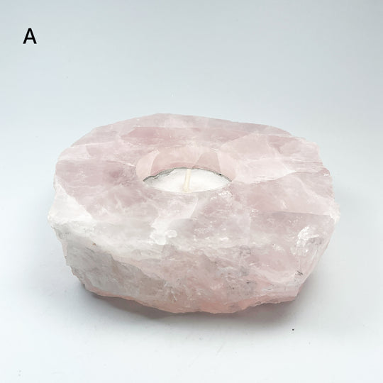 Rose Quartz Candle Holder - Rocks and Gems Canada