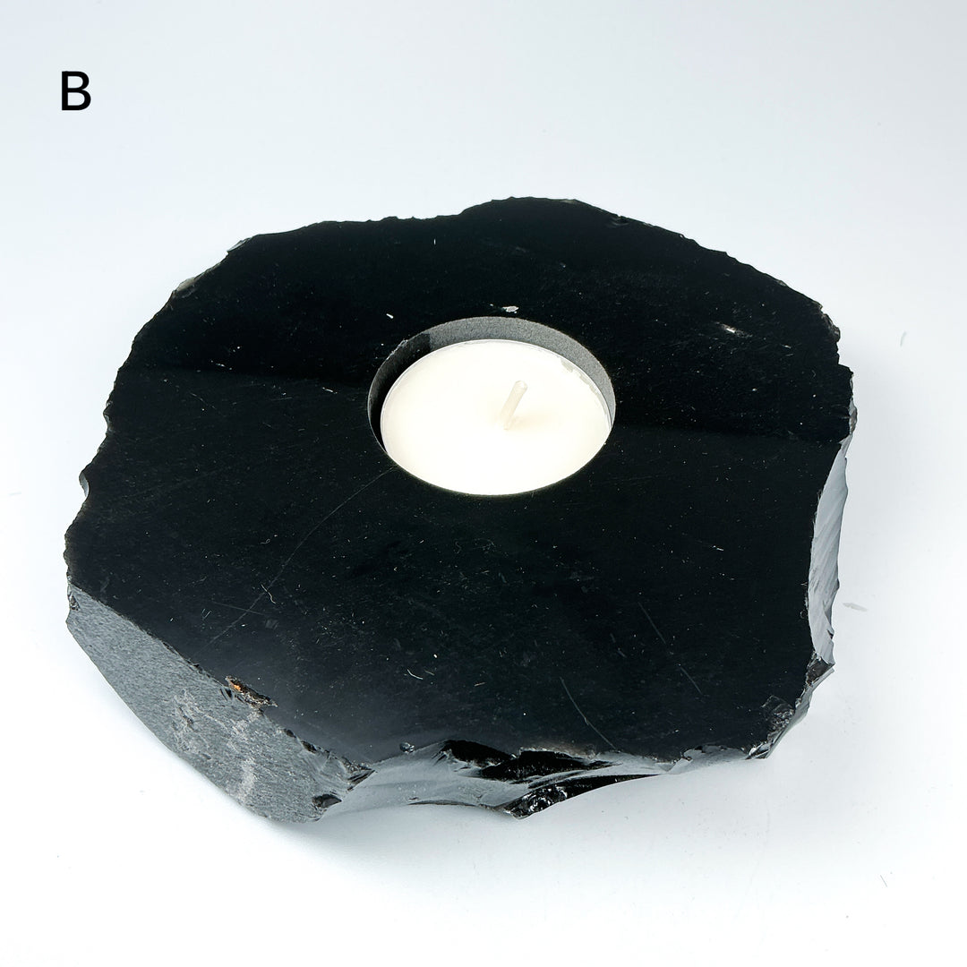 Black Obsidian Candle Holder - Rocks and Gems Canada