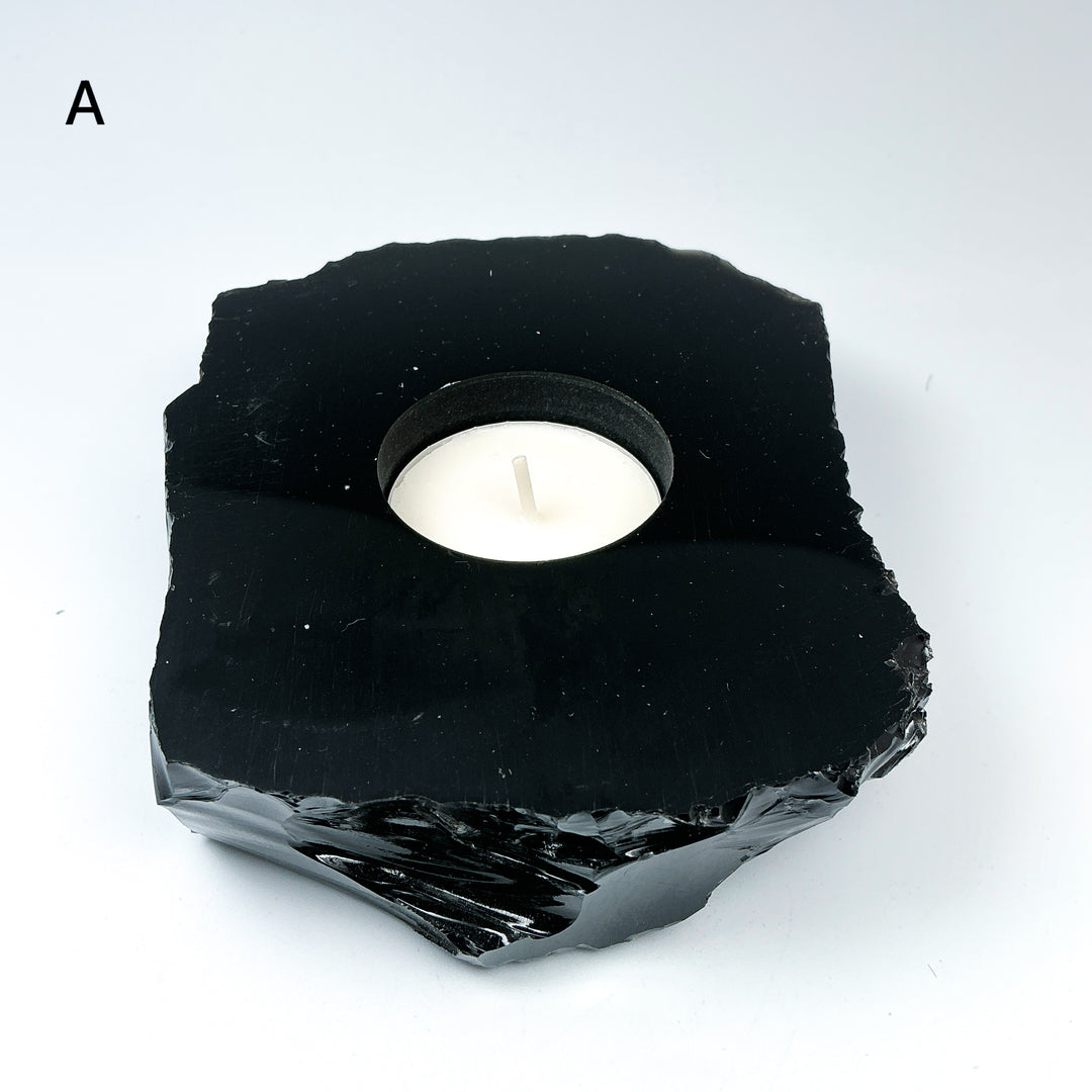Black Obsidian Candle Holder - Rocks and Gems Canada